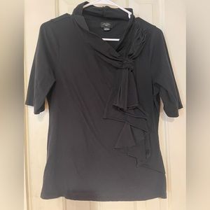 Deletta Anthropologie Black Ruffled Black Shirt Size Medium